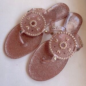 Jack Rogers Women's Pink and Rose Gold Sparkle Georgica Jelly Sandal Size 9
